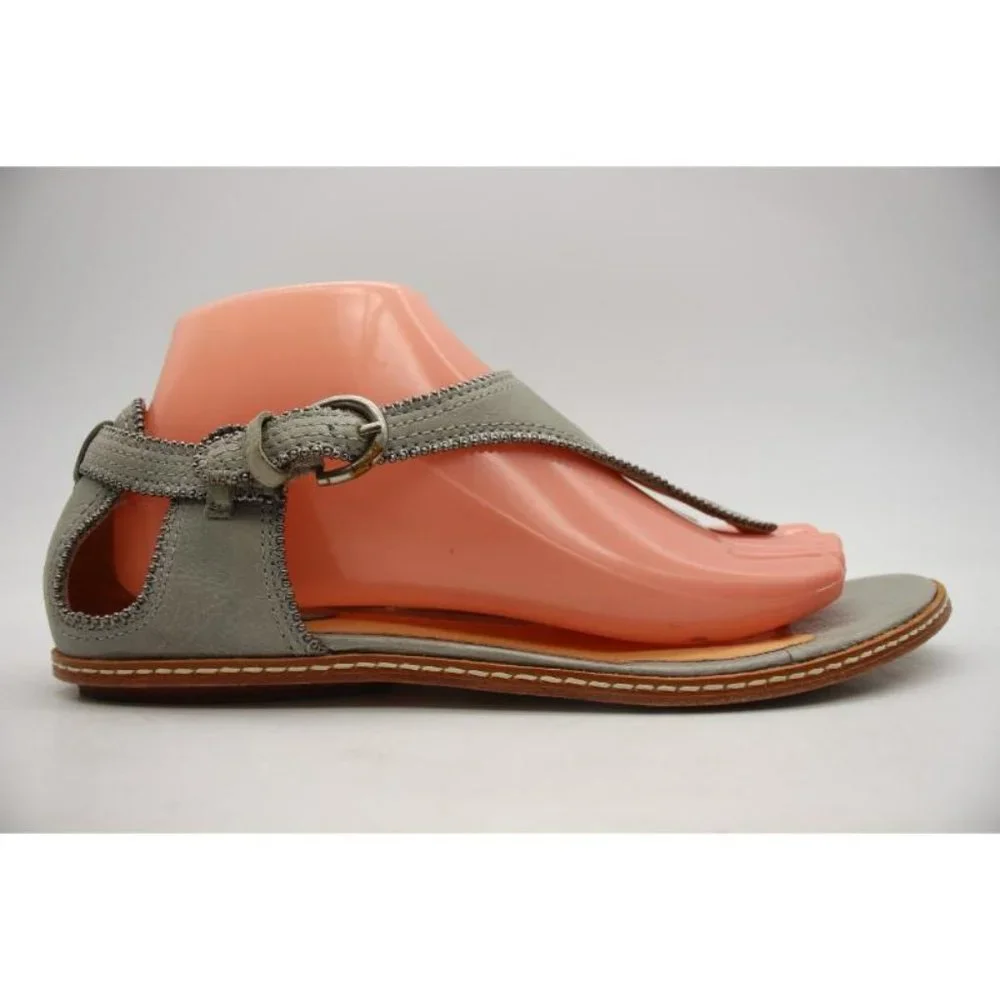 FRYE "Mary" Metal Beads Women's 8.5 M Flat Gray Leather Sandals